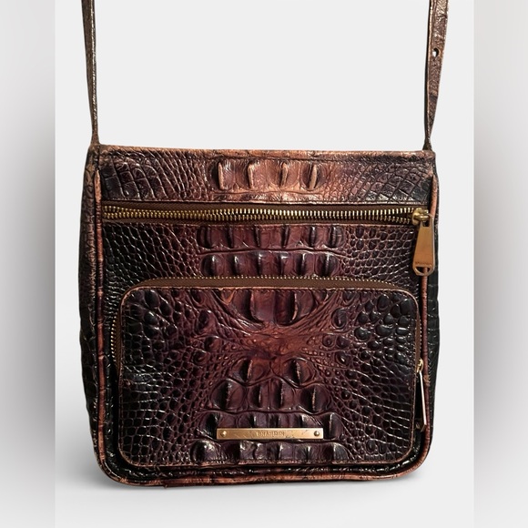 Brahmin Handbags - Brahmin Croc Embossed Leather Crossbody Bag Brown Melbourne Organizer Purse